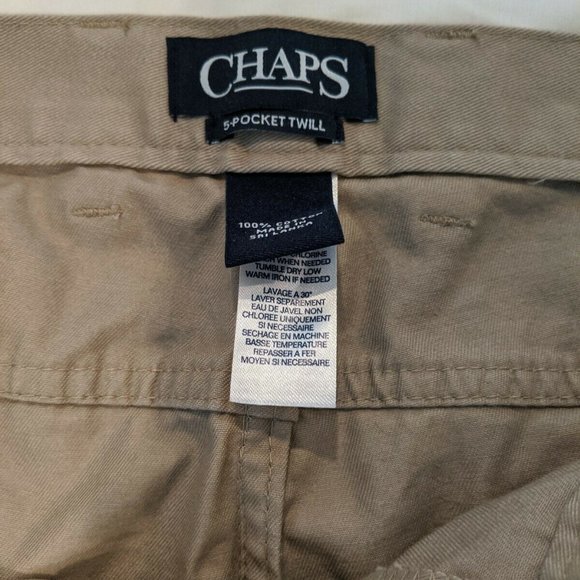 NWT Chaps Twill Khakis Hudson Tan Flat Front - Picture 7 of 10